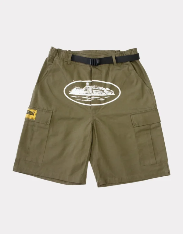 Corteiz Alcatraz Cargo Shorts - Khaki Green